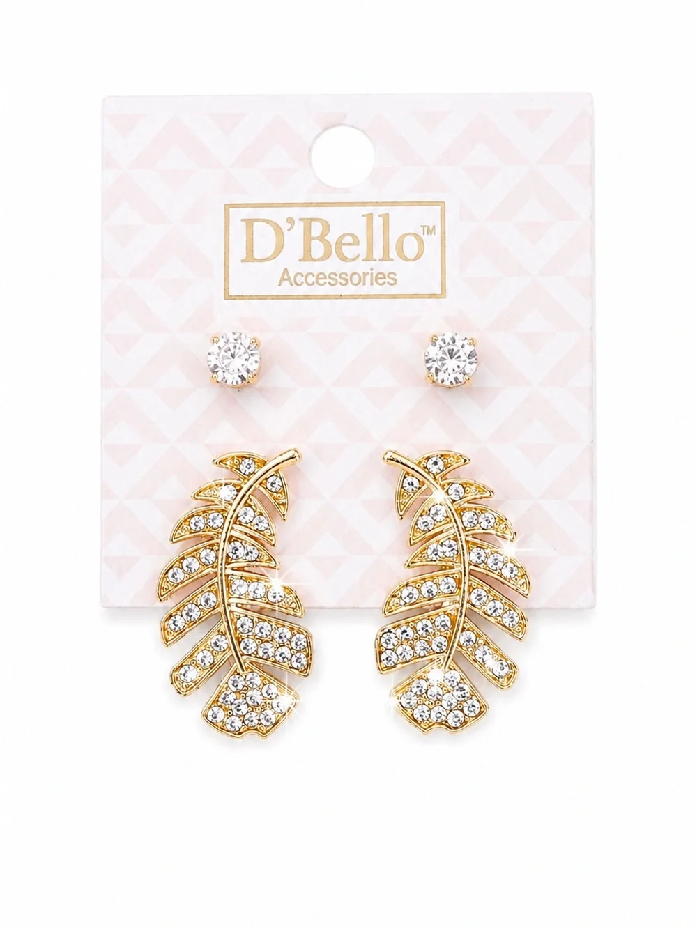 Gold Leaf Crystal Earring Set